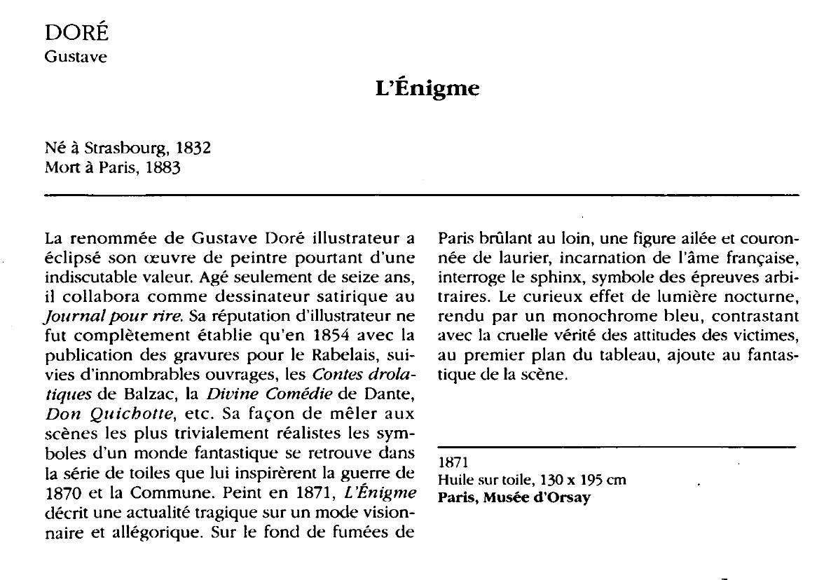Prévisualisation du document DORÉ Gustave : L'Énigme