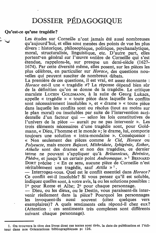 Prévisualisation du document DOSSIER PEDAGOGIQUE: Horace de Corneille