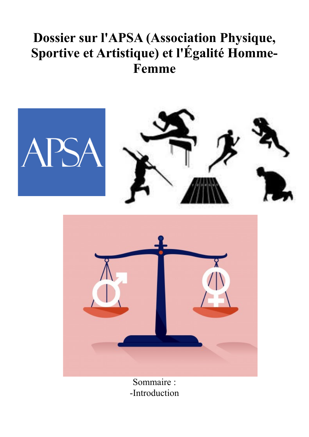 Prévisualisation du document Dossier sur l'APSA (Association Physique, Sportive et Artistique) et l'Égalité HommeFemme