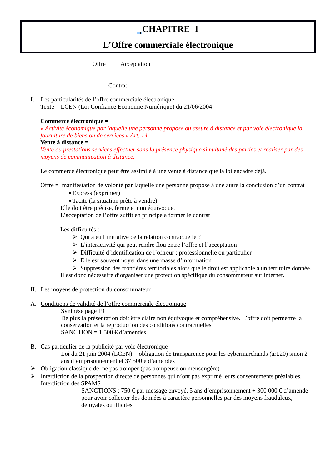 Prévisualisation du document Droit BTS 2 CGO L&#8217;Offre commerciale électronique