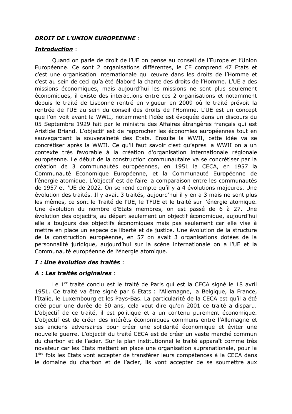 Prévisualisation du document DROIT DE L’UNION EUROPEENNE (dissertation)