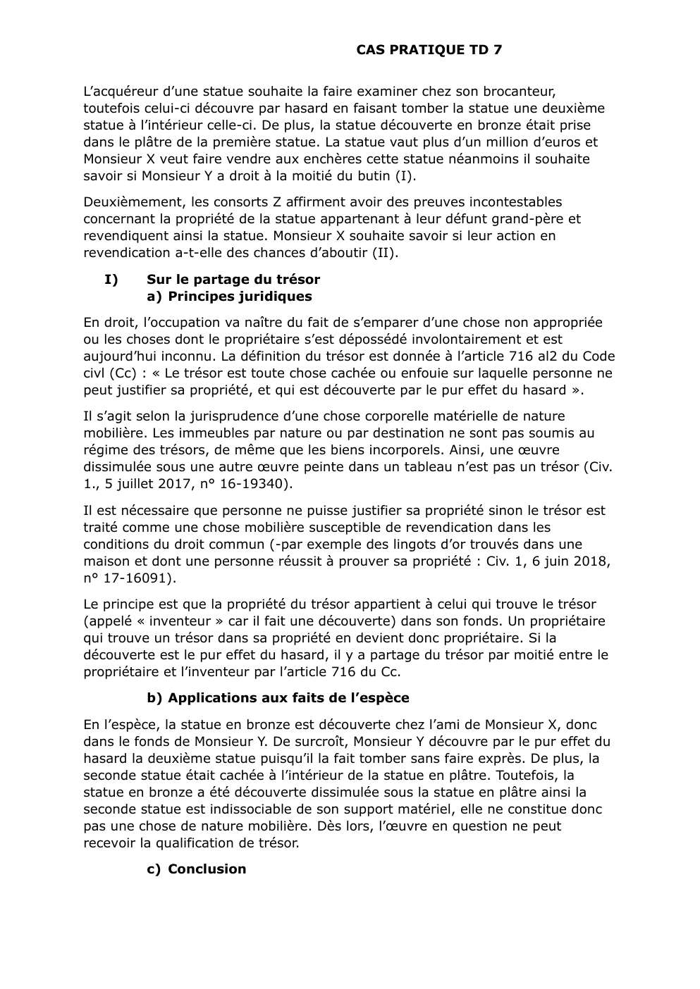 Prévisualisation du document Droit des biens - CAS PRATIQUE TD 7