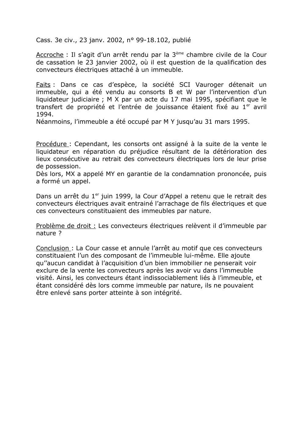 Prévisualisation du document droit des biens: Cass. 3e civ., 23 janv. 2002, n° 99-18.102, publié