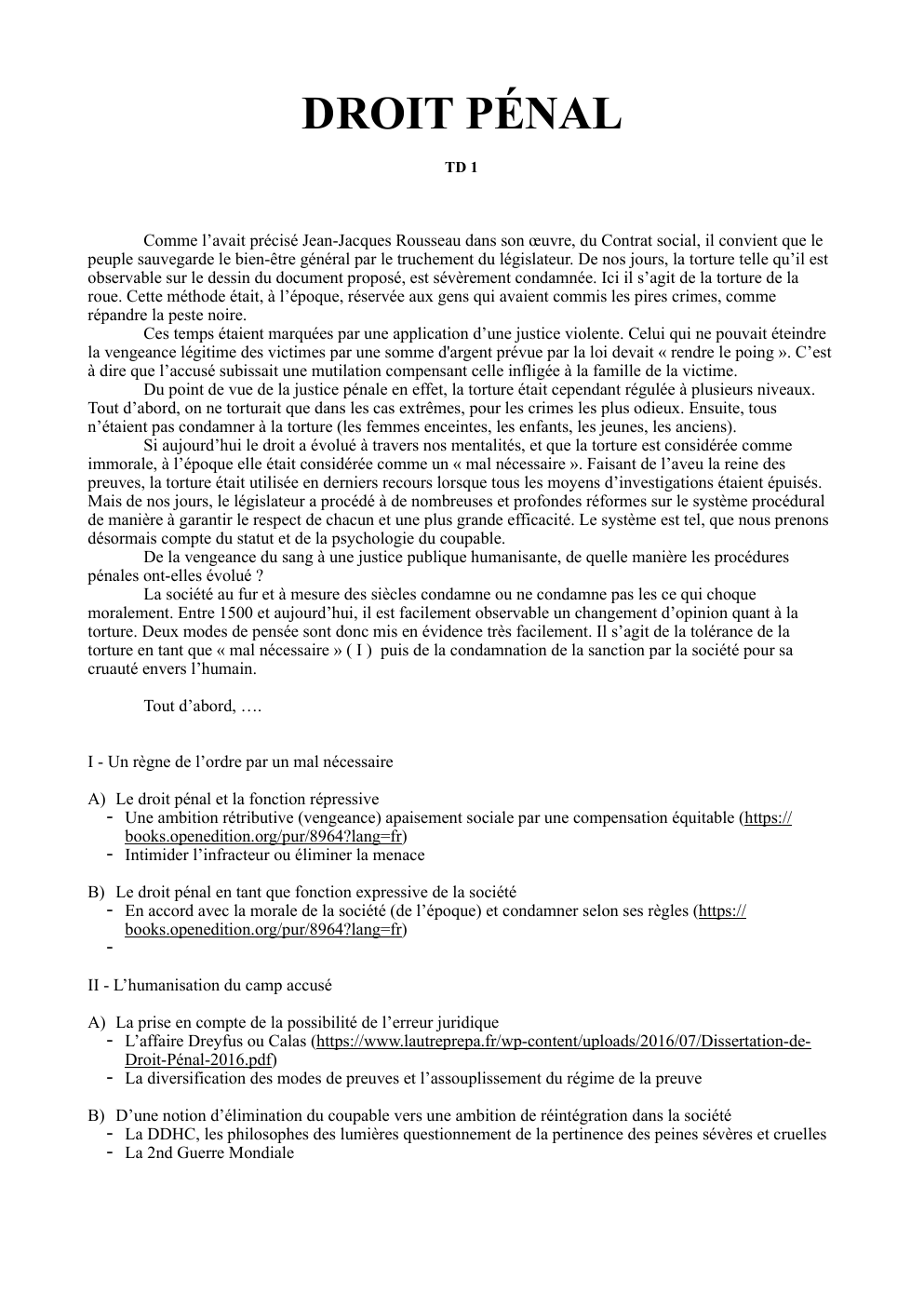 Prévisualisation du document DROIT PÉNAL TD 1