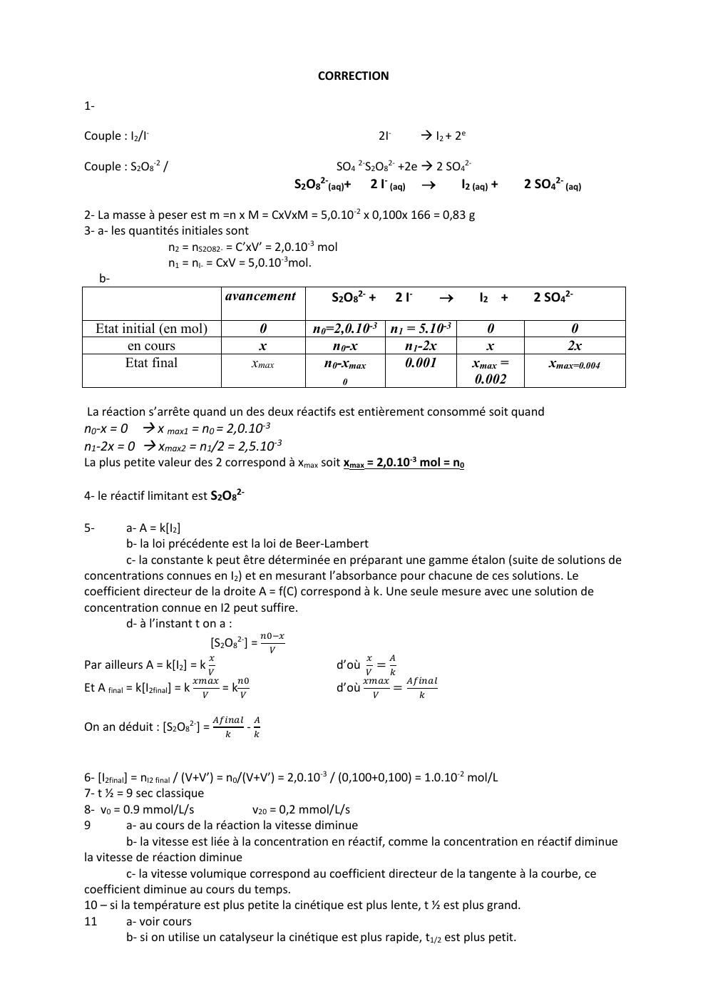 Prévisualisation du document Ds cinetique