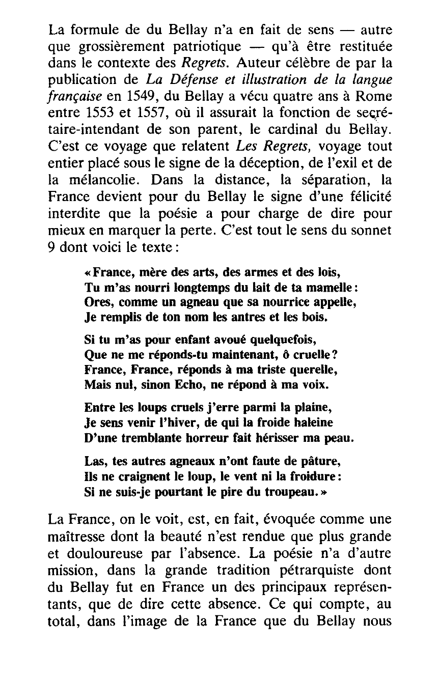 Prévisualisation du document Du Bellay et la France