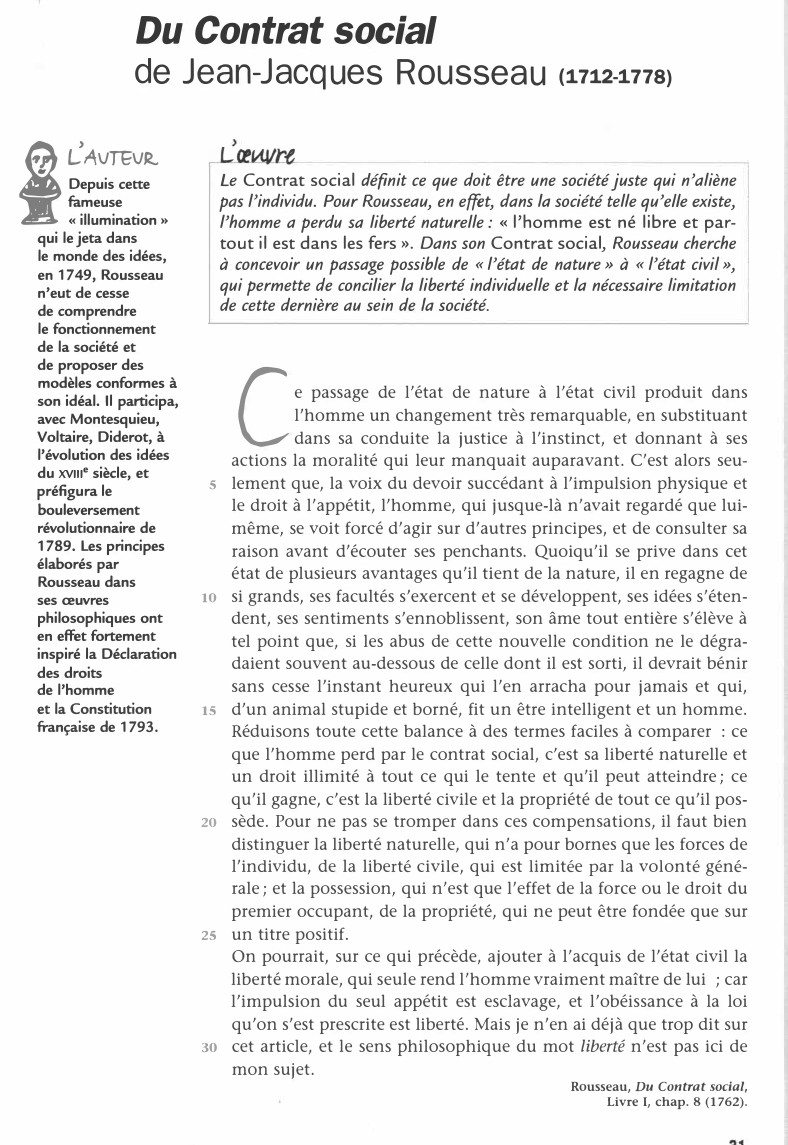 Prévisualisation du document Du Contrat social de Jean-Jacques Rousseau - Analyse de texte