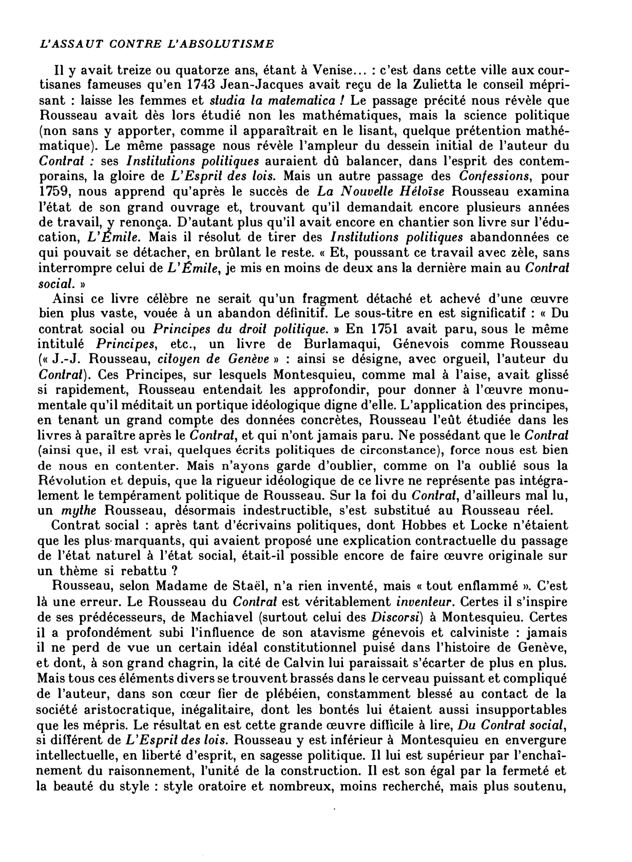 Prévisualisation du document « DU CONTRAT SOCIAL » DE J.J. ROUSSEAU