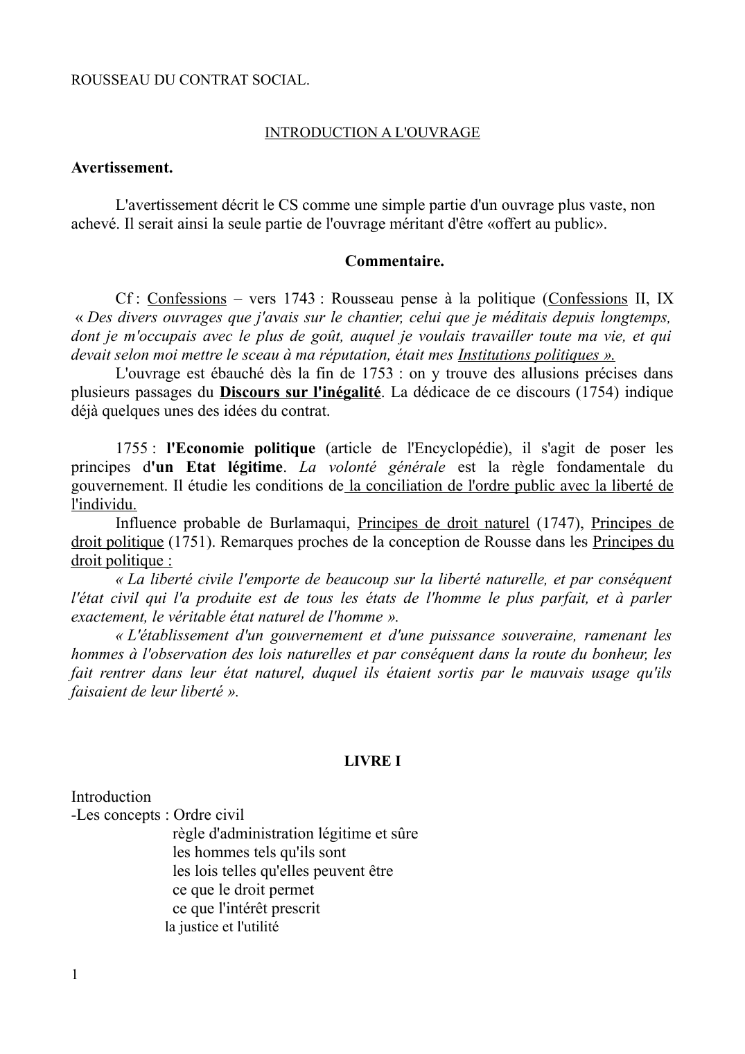 Prévisualisation du document Du Contrat Social de Rousseau (analyse)
