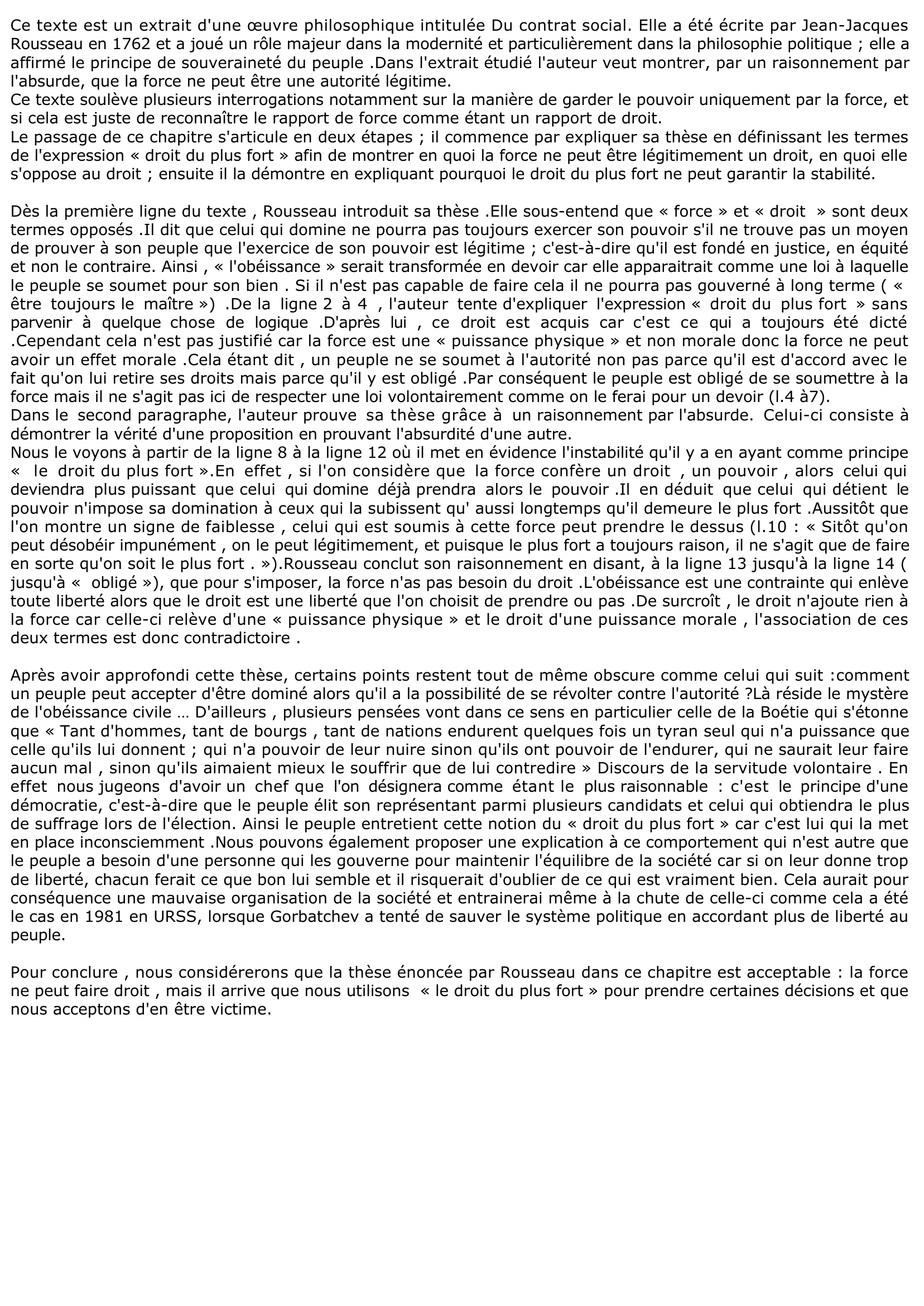 Prévisualisation du document Du Contrat Social Livre I Chapitre 3 (commentaire)