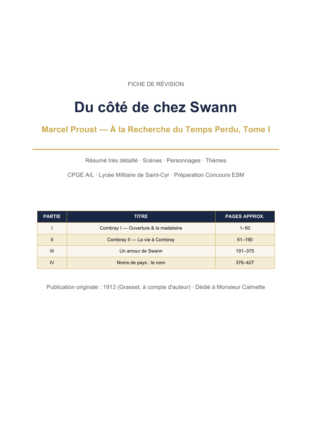 Prévisualisation du document Du Côté de Chez Swann (M. Proust) - Résumé
