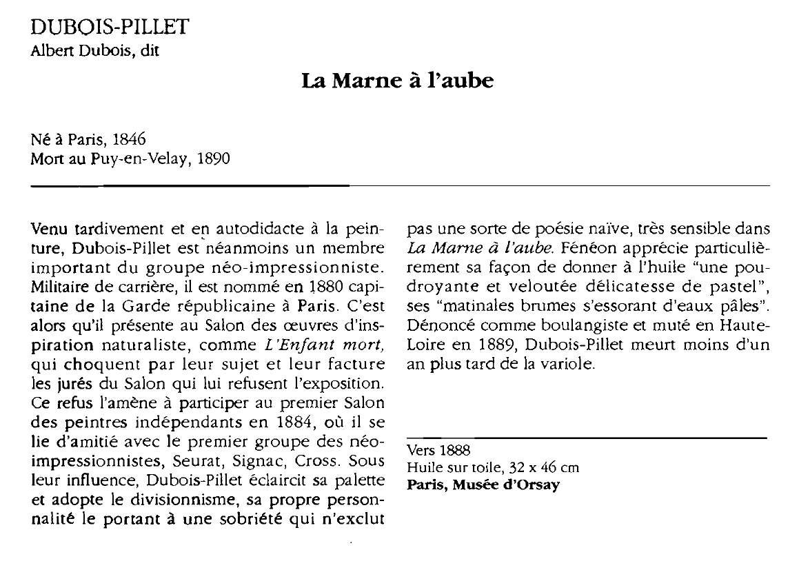 Prévisualisation du document DUBOIS-PILLET Albert Dubois, dit :La Marne à l'aube