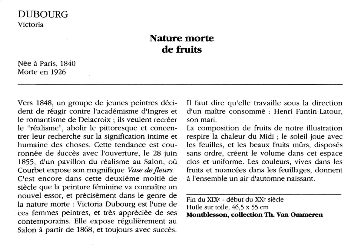 Prévisualisation du document DUBOURG Victoria : Nature morte de fruits