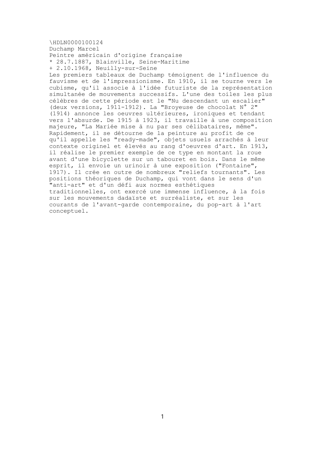 Prévisualisation du document Duchamp Marcel