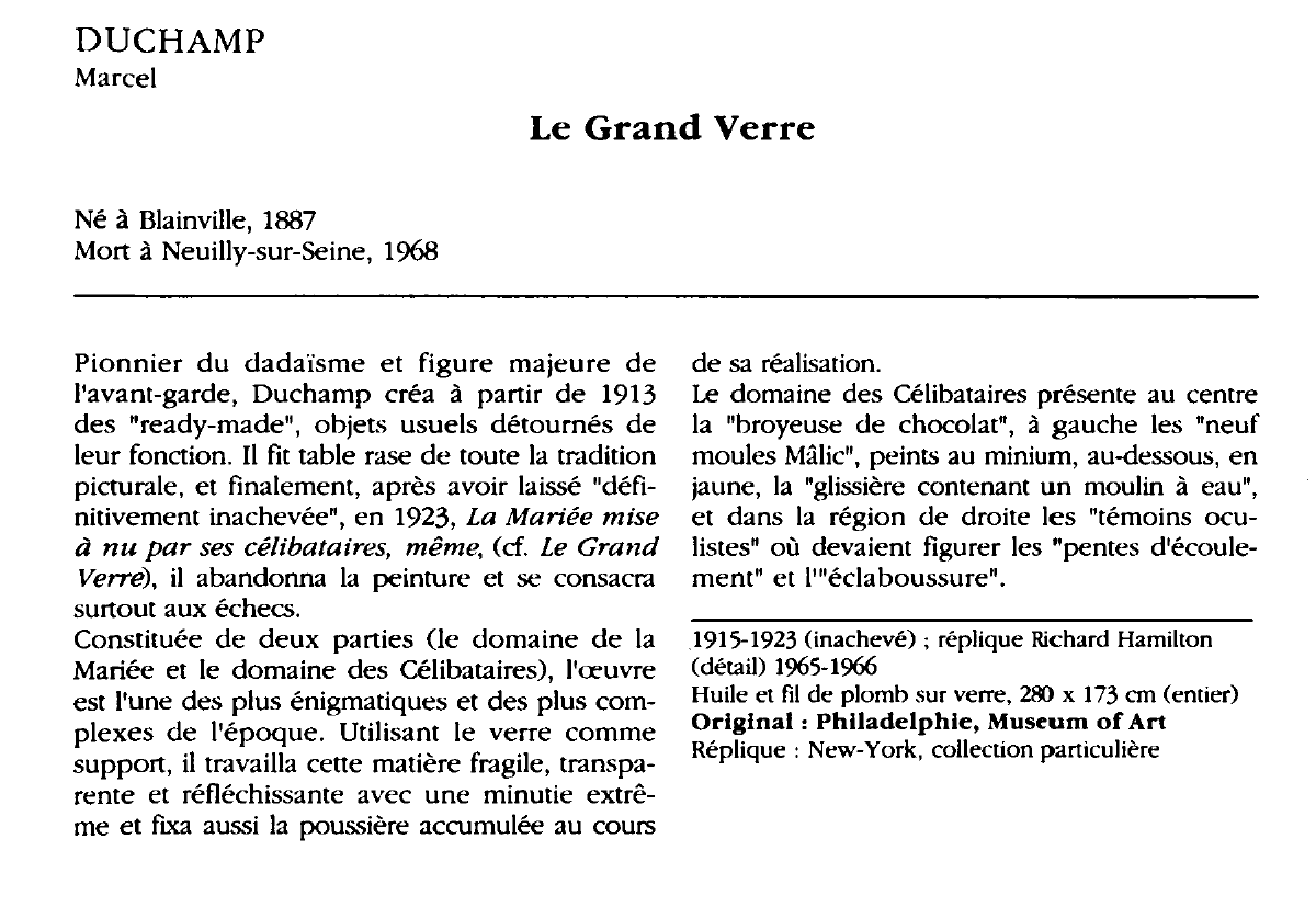 Prévisualisation du document DUCHAMP Marcel : Le Grand Verre