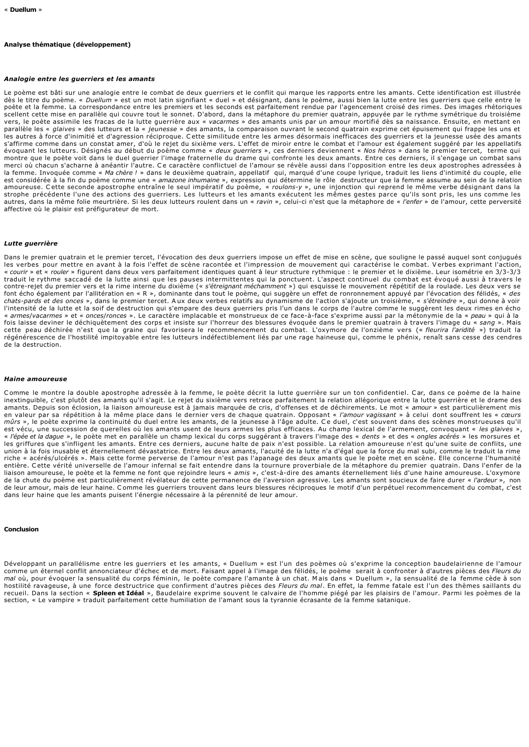 Prévisualisation du document « Duellum »  Analyse thématique (développement)