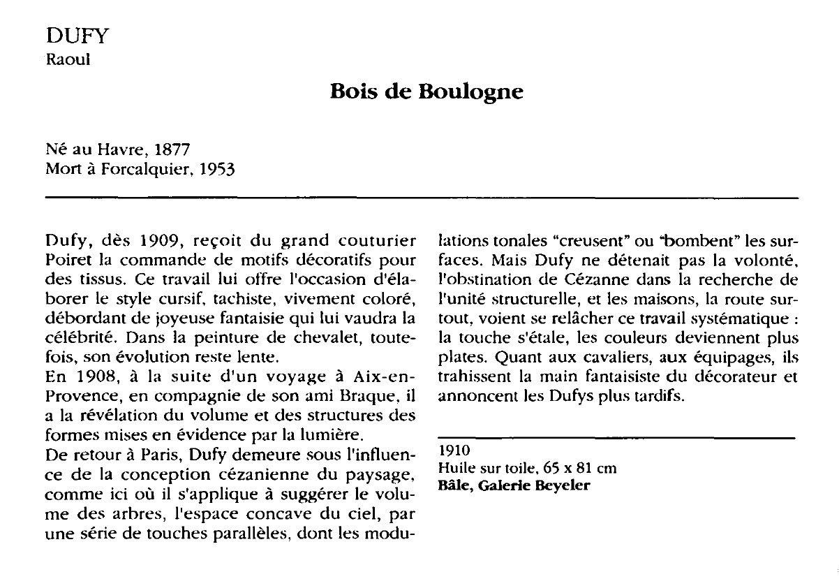 Prévisualisation du document DUFY Raoul : Bois de Boulogne