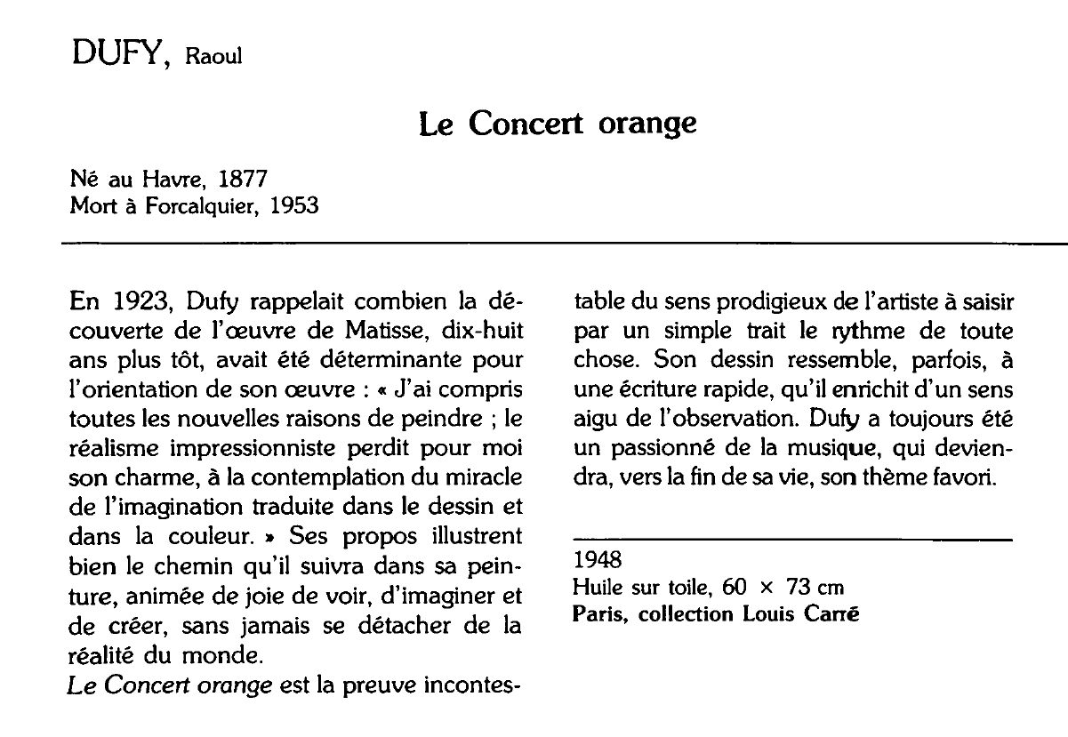 Prévisualisation du document DUFY, Raoul : Le Concert orange