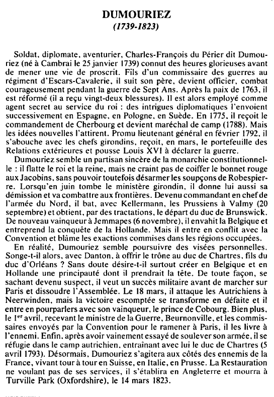 Prévisualisation du document DUMOURIEZ(1739-1823) - BIOGRAPHIE.