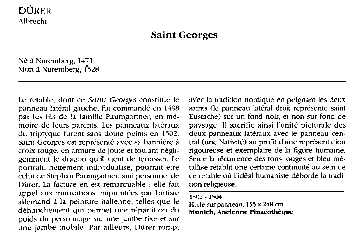 Prévisualisation du document DÜRER Albrecht : Saint Georges
