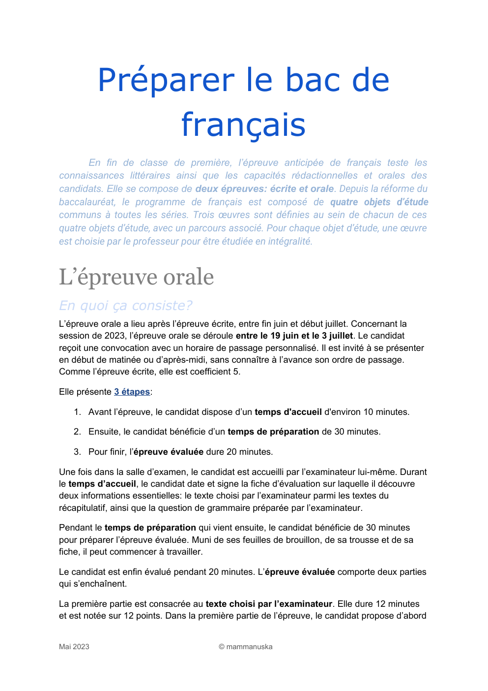 Prévisualisation du document EAF - Préparer le Bac de français