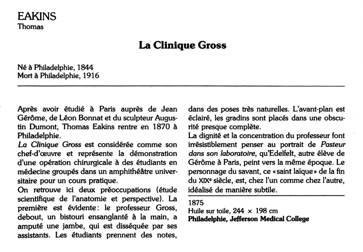 Prévisualisation du document EAKINS Thomas : La Clinique Gross