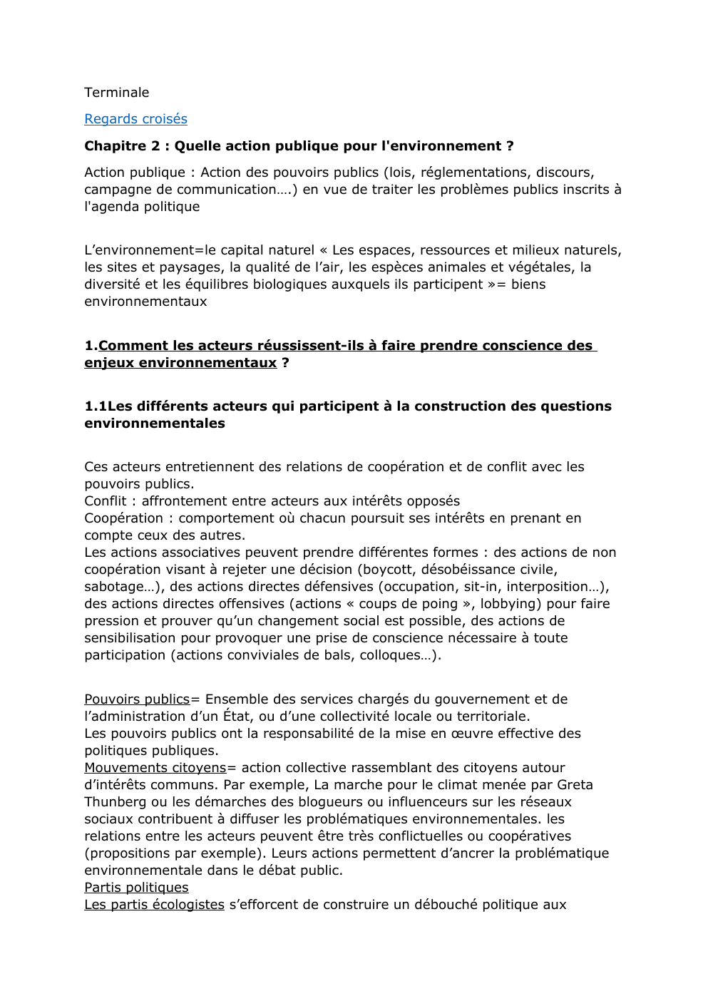 Prévisualisation du document eco ses: Chapitre 2 : Quelle action publique pour l'environnement ?