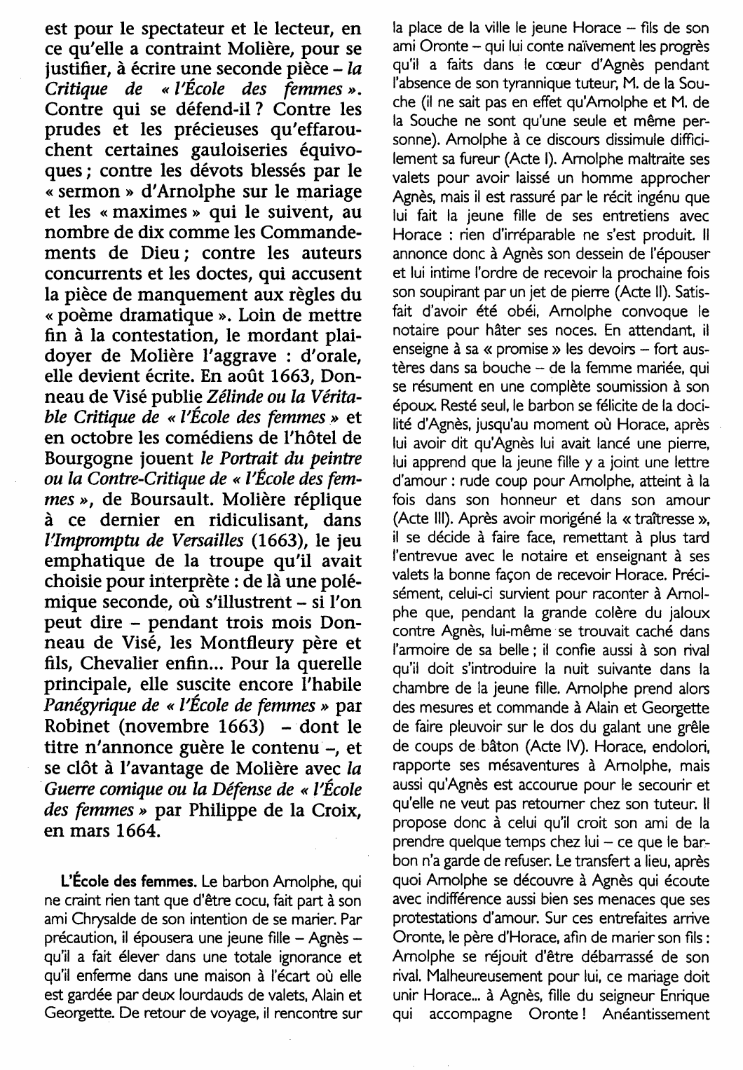 Prévisualisation du document École des femmes (L') et Critique DE «L'ÉCOLE DES FEMMES» (la) de Molière (analyse détaillée)