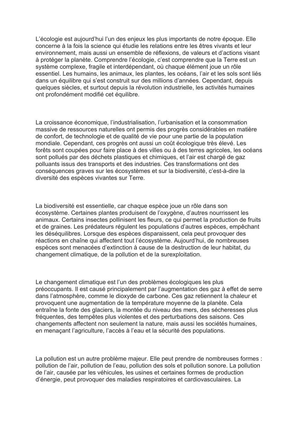 Prévisualisation du document Ecologie