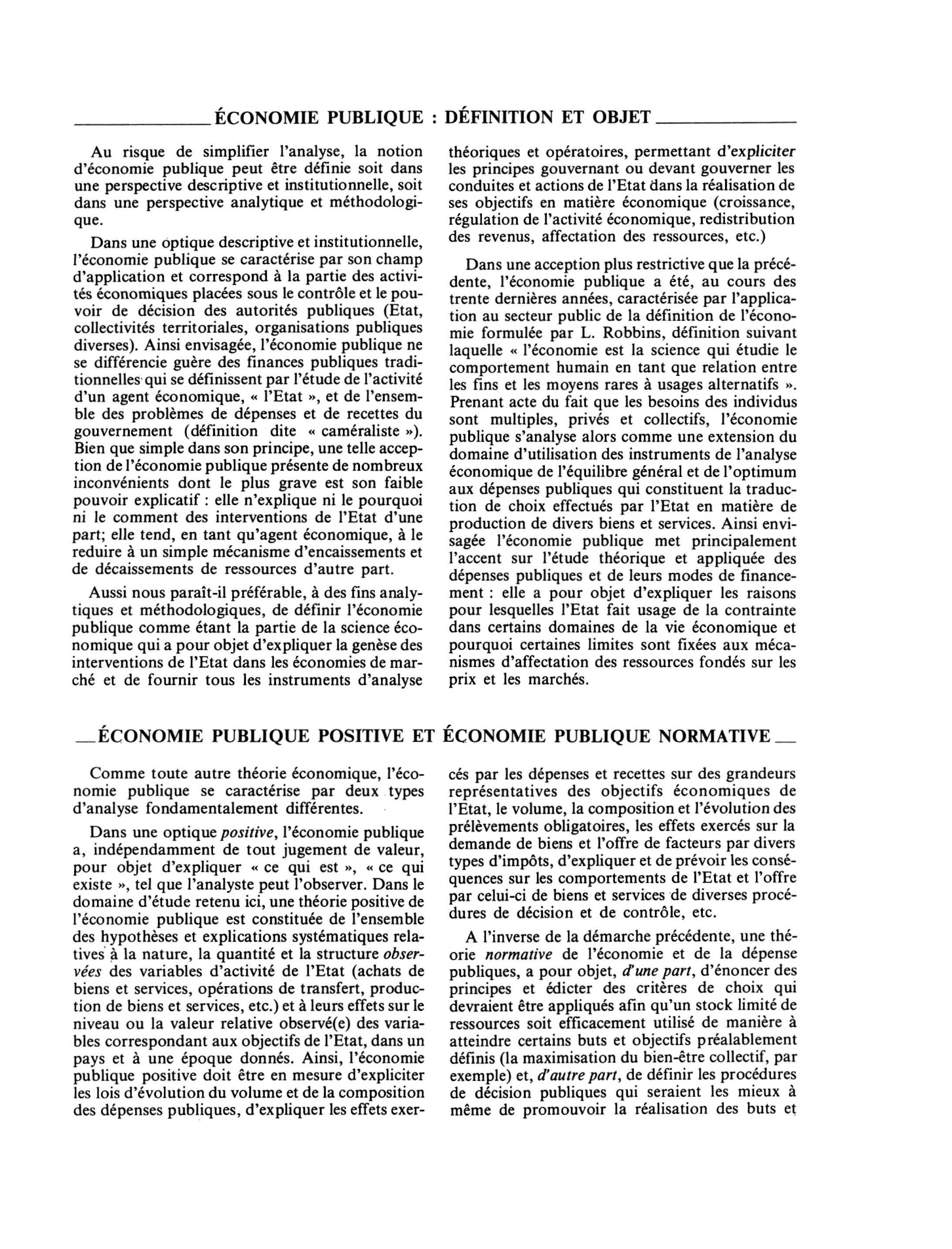 Prévisualisation du document ÉCONOMIE PUBLIQUE: Généralités et théorie positive