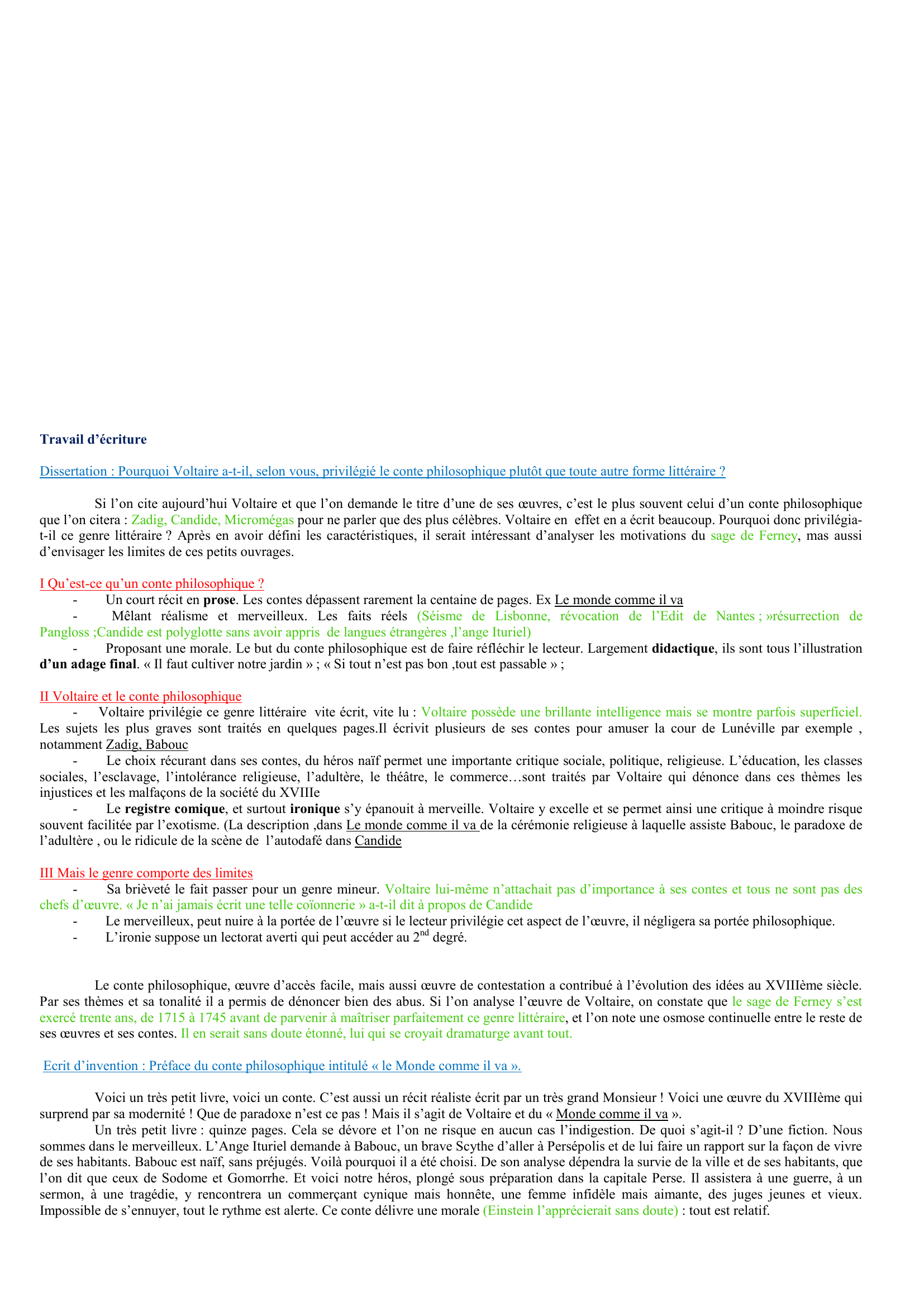 Prévisualisation du document Ecrit d’invention : Préface du conte philosophique intitulé « le Monde comme il va ».