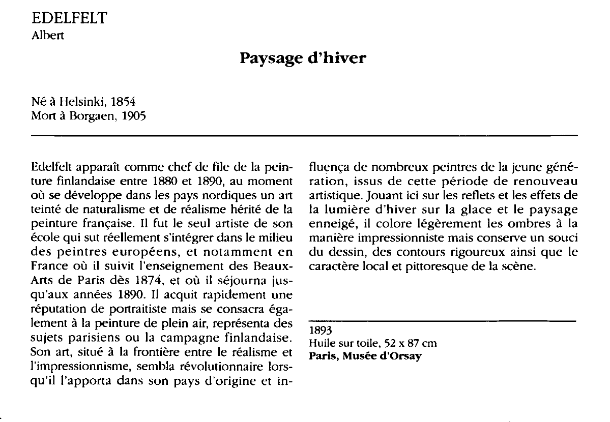 Prévisualisation du document EDELFELT Albert : Paysage d'hiver