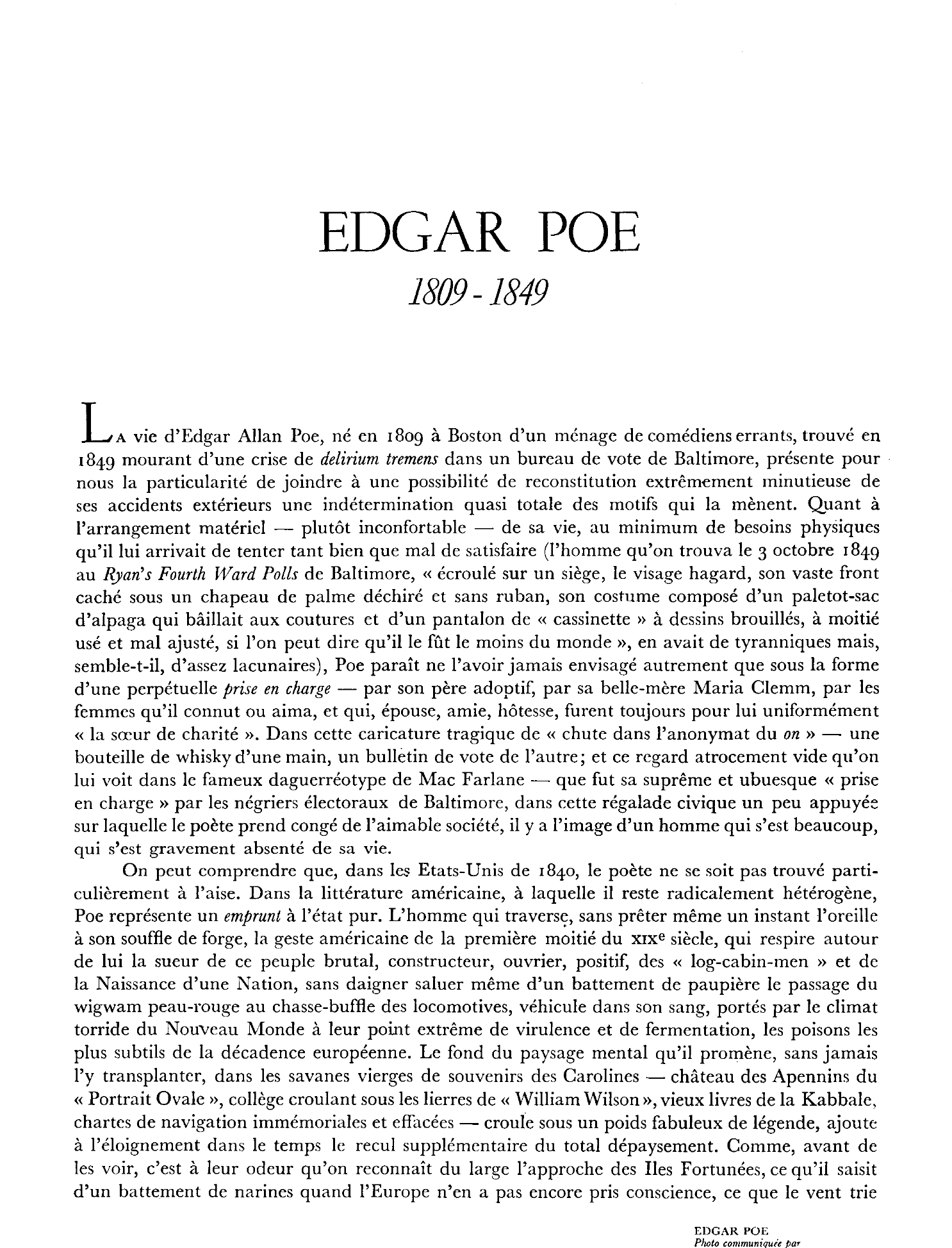 Prévisualisation du document Edgar Poe en quelques dates