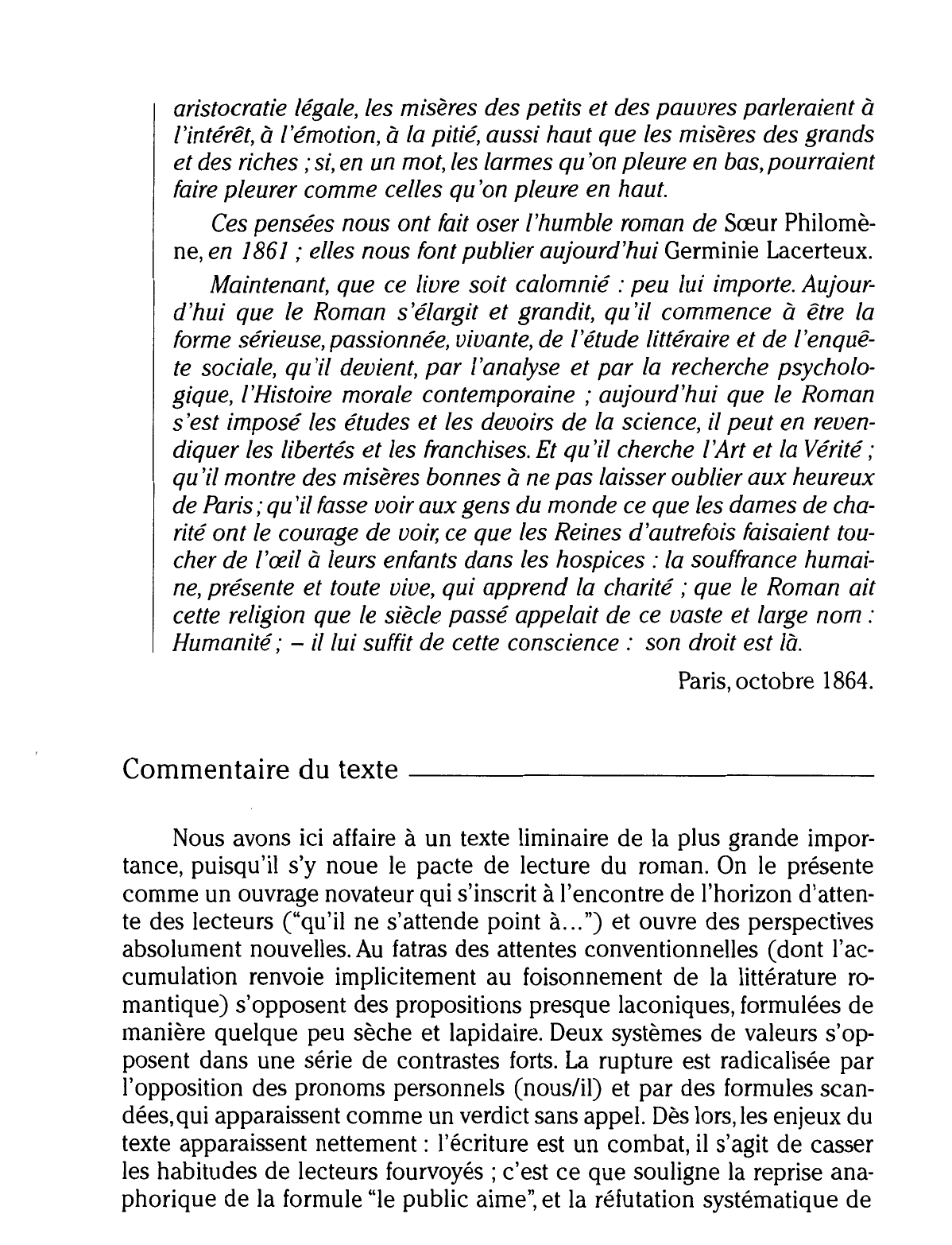 Prévisualisation du document Edmond et Jules de GONCOURT : GERMINIE LACERTEUX, préface