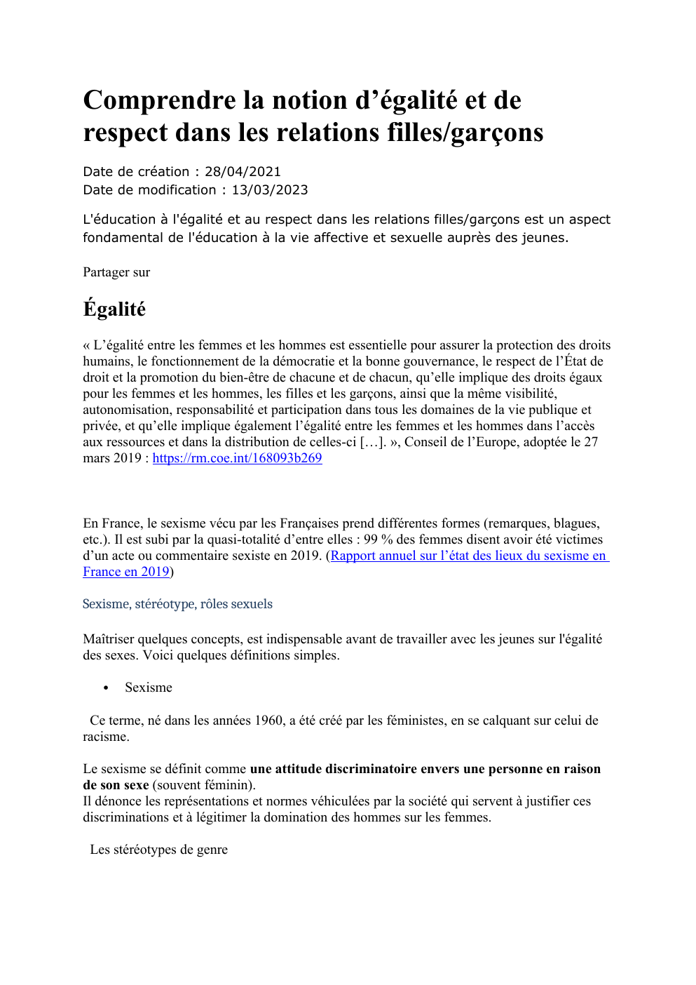 Prévisualisation du document Egalité et Respect Homme Femme