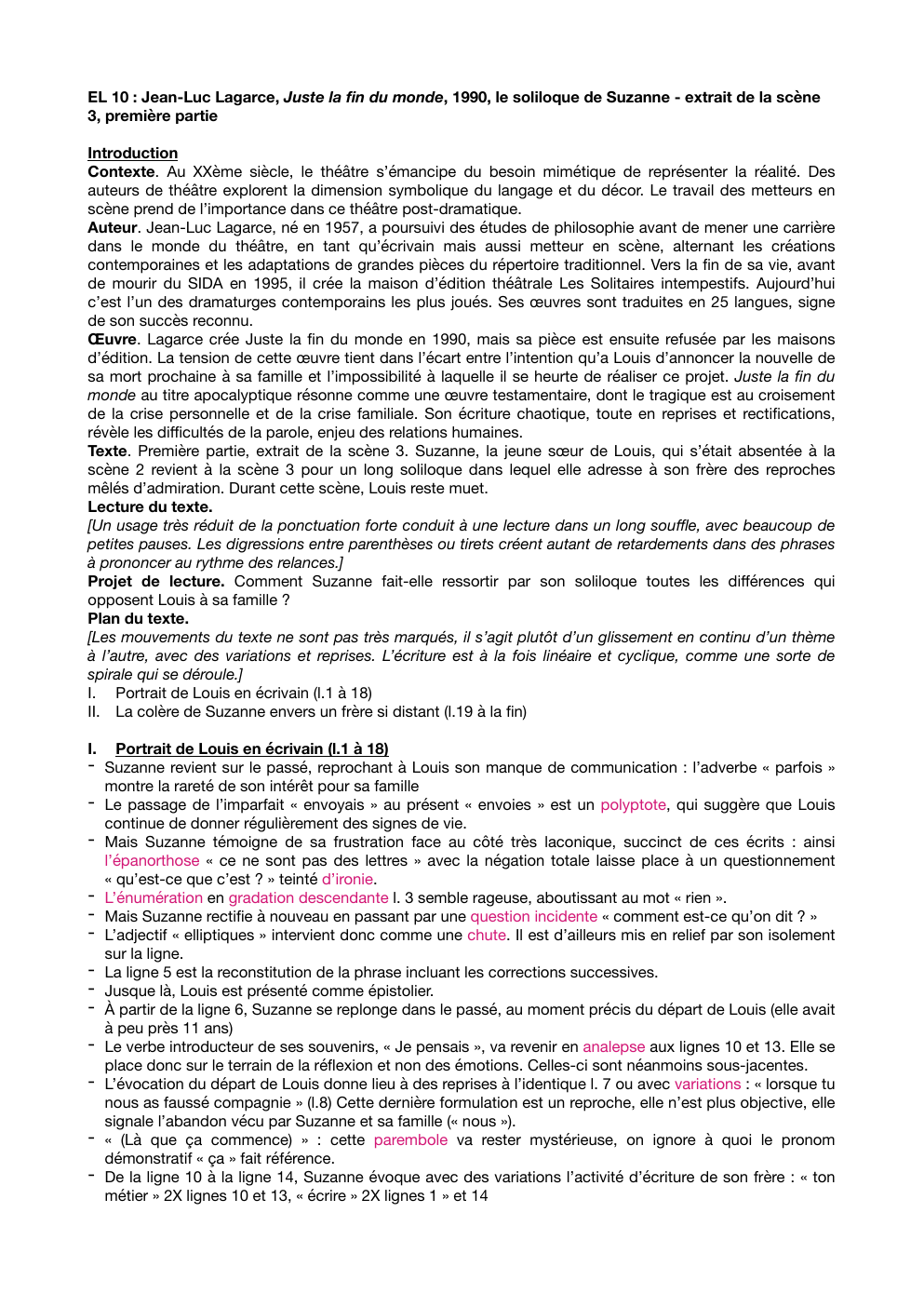 Prévisualisation du document EL 10 : Jean-Luc Lagarce, Juste la n du monde, 1990, le soliloque de Suzanne - extrait de la scène 3, première partie