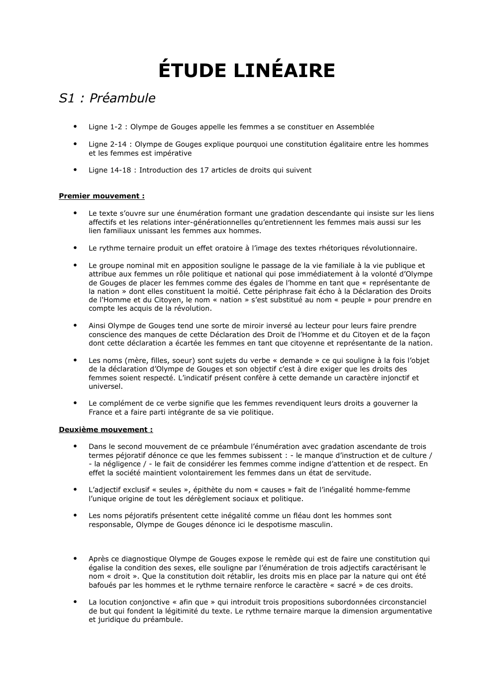Prévisualisation du document EL DDFC Bac de Français Olympe de Gouges S1 : Préambule