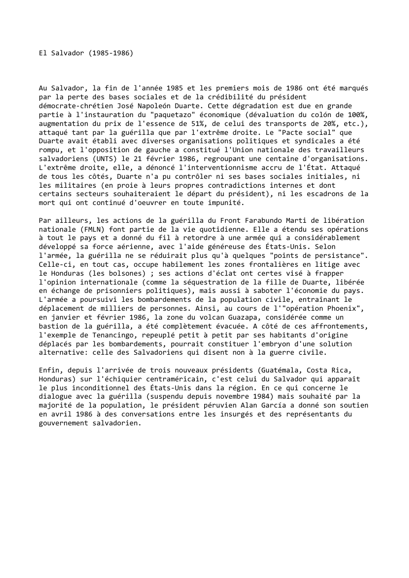 Prévisualisation du document El Salvador (1985-1986)