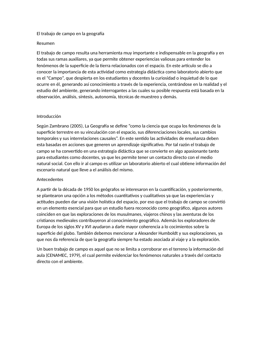 Prévisualisation du document El trabajo de campo en la geografia