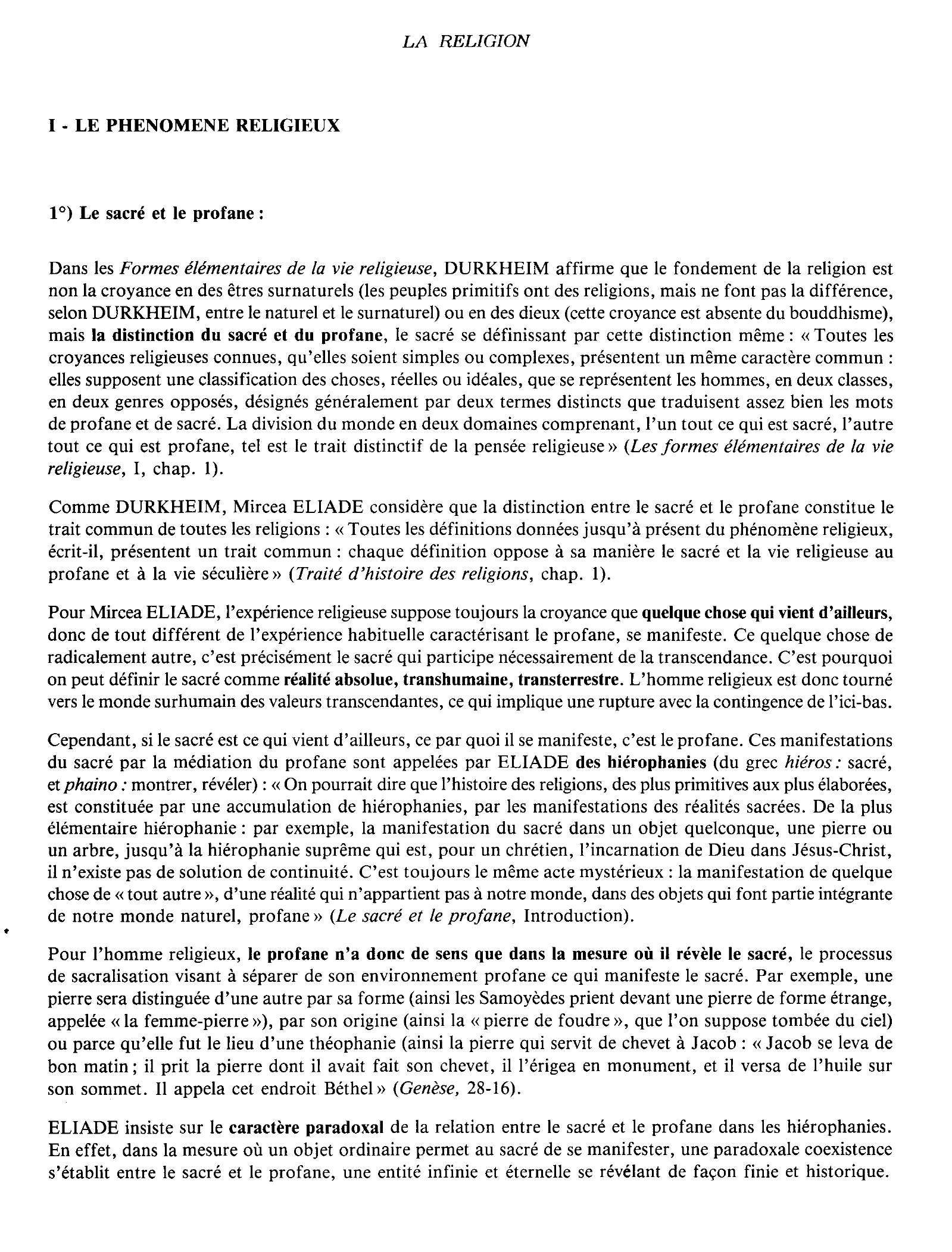 Prévisualisation du document Eléments de cours: LA RELIGION	?