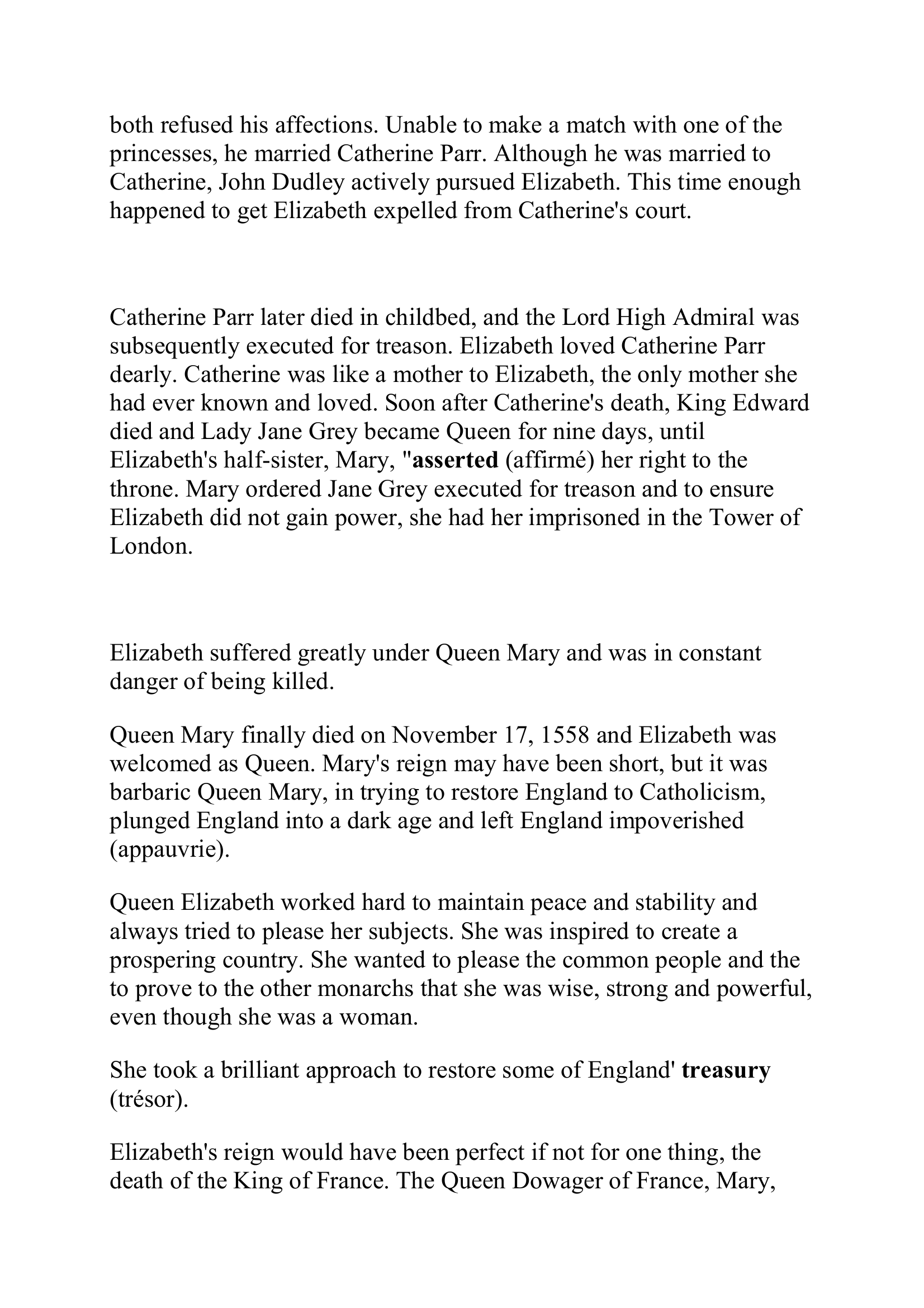 Prévisualisation du document Elizabeth I (biographie en anglais)