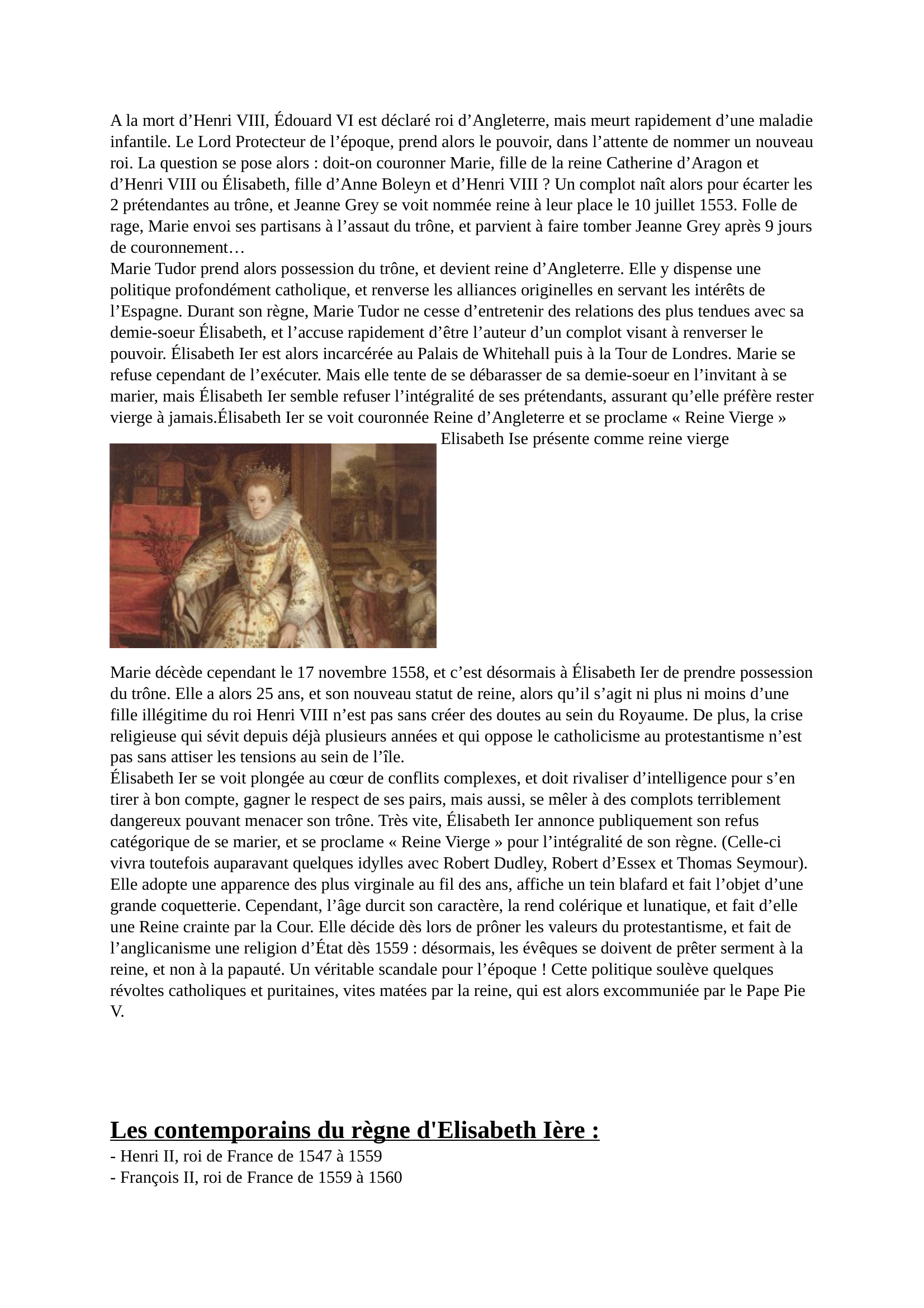 Prévisualisation du document Elizabeth Ier et le protestantisme