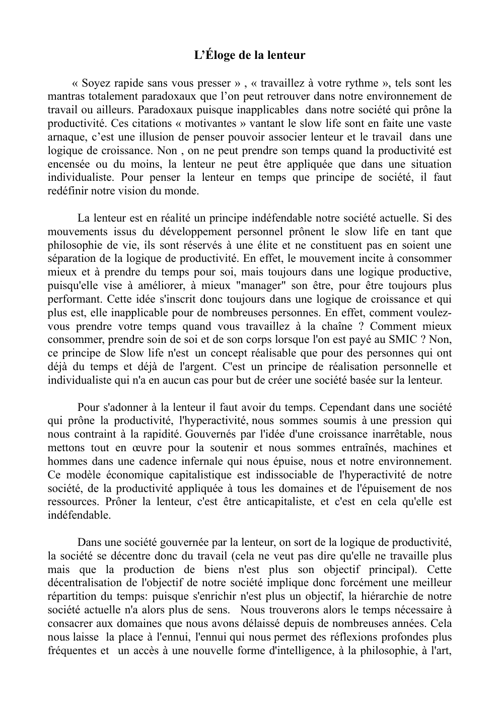 Prévisualisation du document éloge de la lenteur
