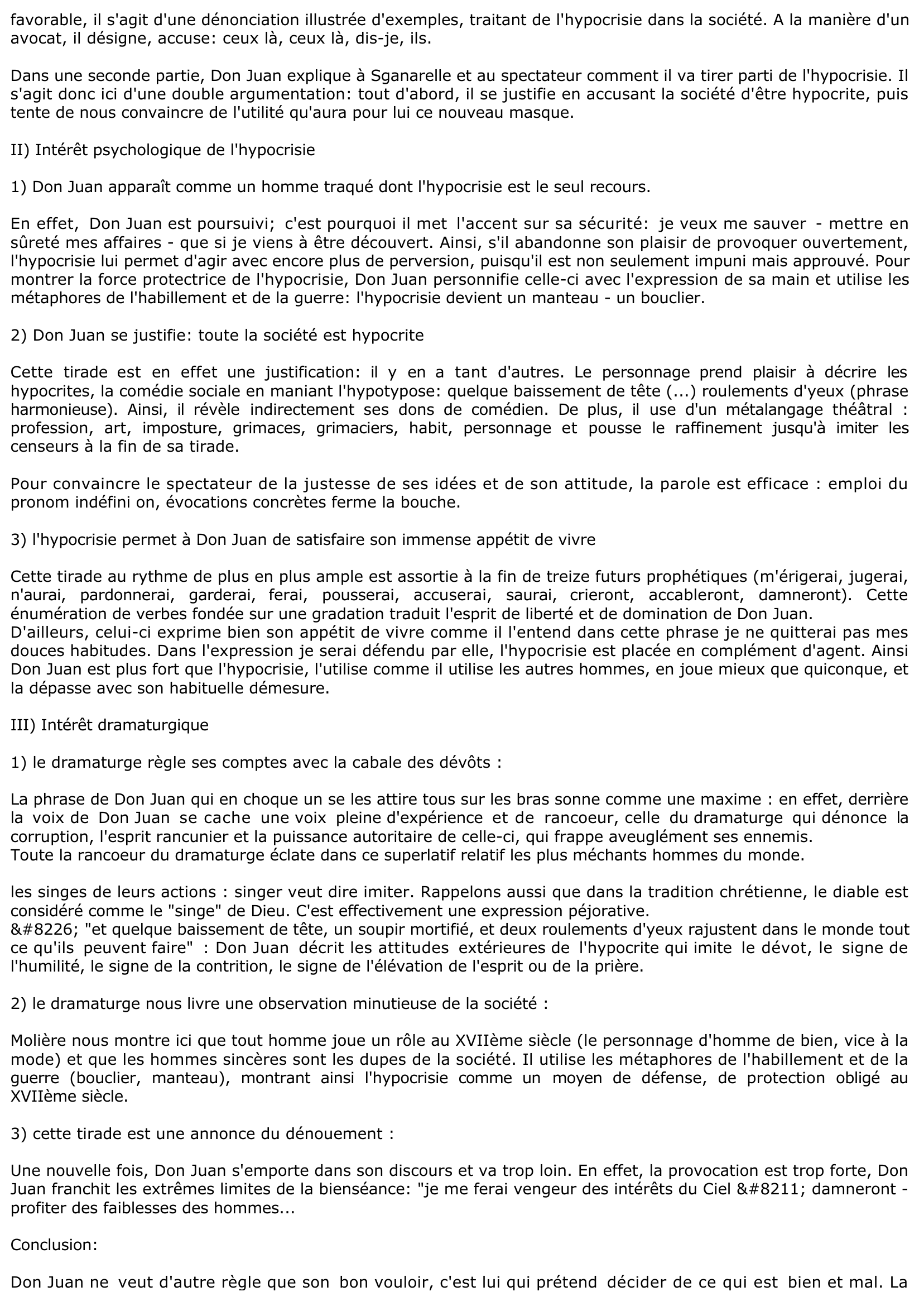 Prévisualisation du document ELOGE DE L'HYPOCRISIE - DOM JUAN OU LE FESTIN DE PIERRE (ACTE V, SCENE 2)