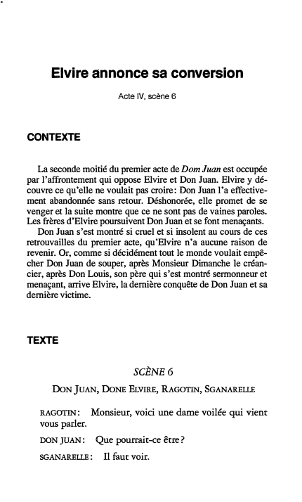 Prévisualisation du document Elvire annonce sa conversion
Acte IV, scène 6 - Dom Juan de Molière
