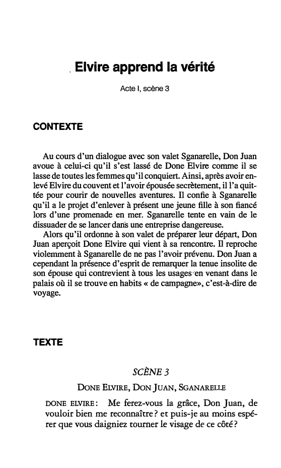 Prévisualisation du document Elvire apprend la vérité
Acte I, scène 3 - Dom Juan de Molière