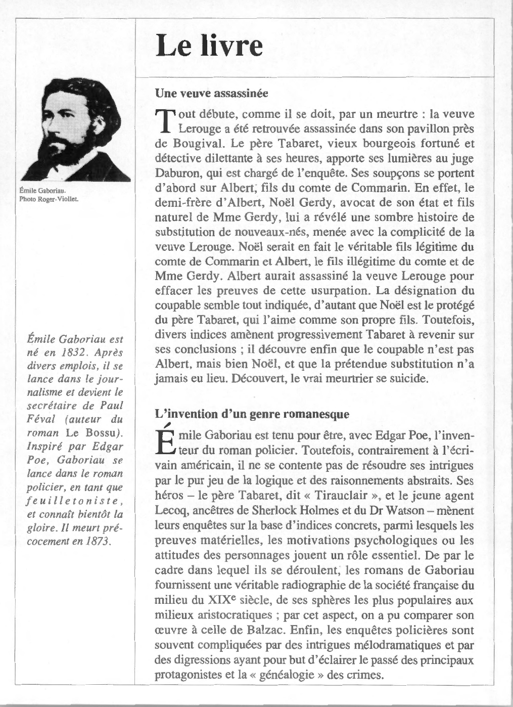 Prévisualisation du document Émile GABORIAU : L'Affaire Lerouge