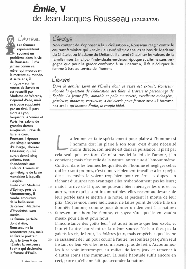 Prévisualisation du document Emile, V de Jean-Jacques Rousseau  - Analyse de texte