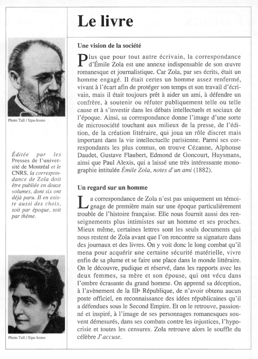 Prévisualisation du document Émile ZOLA : Correspondance