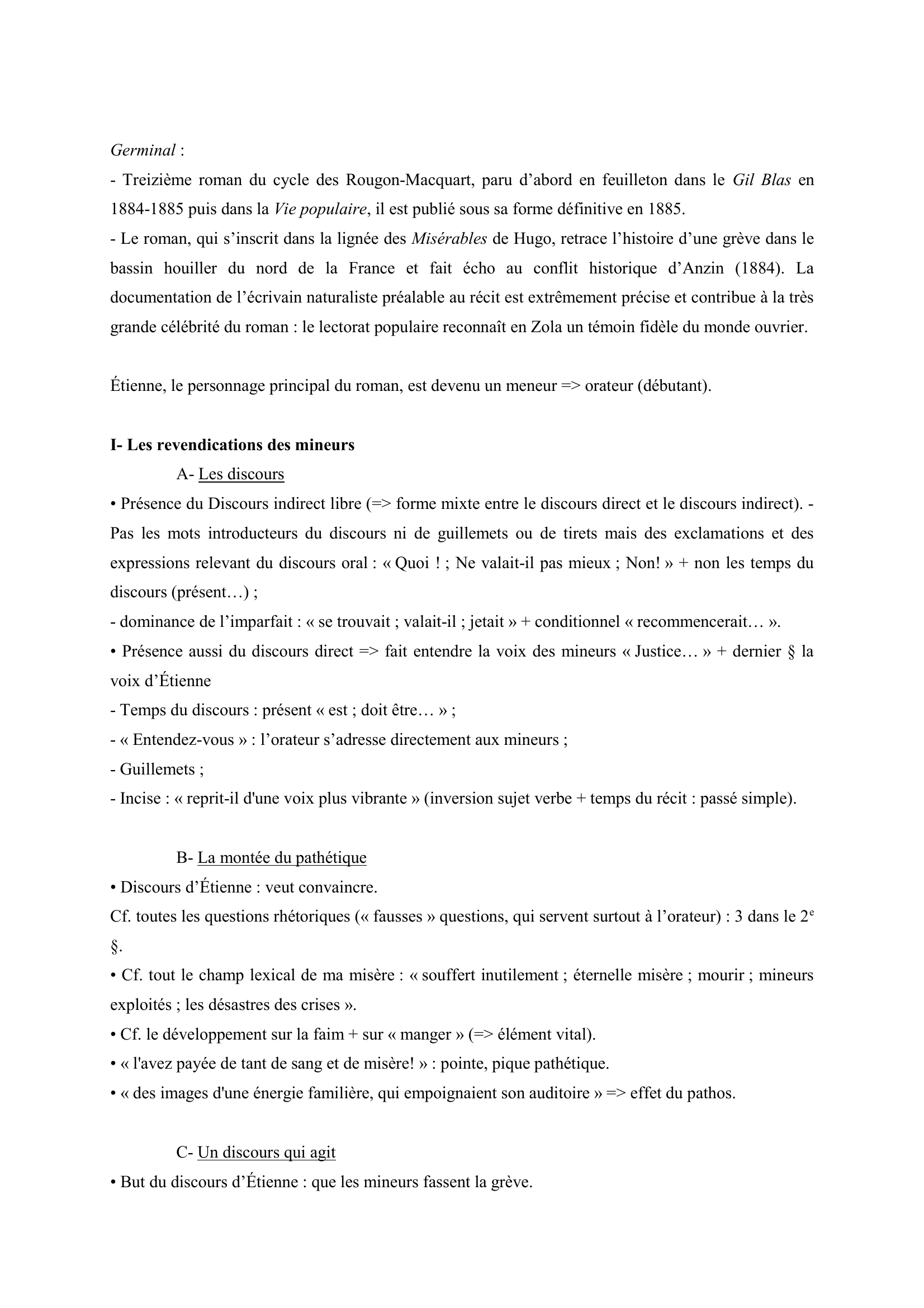 Prévisualisation du document Émile Zola, Germinal, partie IV, chapitre 7. Commentaire composé
